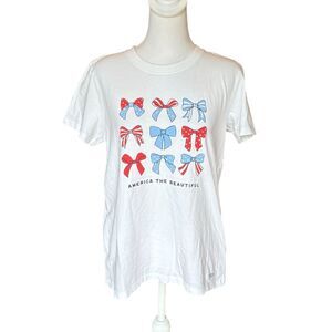 Life Is Good America the Beautiful Bows Short Sleeve Crusher Tee Womens Medium